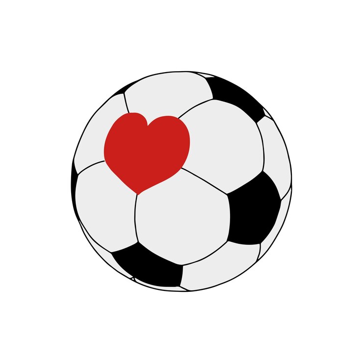 Vettore icona del vettore di calcio. pallone da calcio disegnato a mano con cuore.