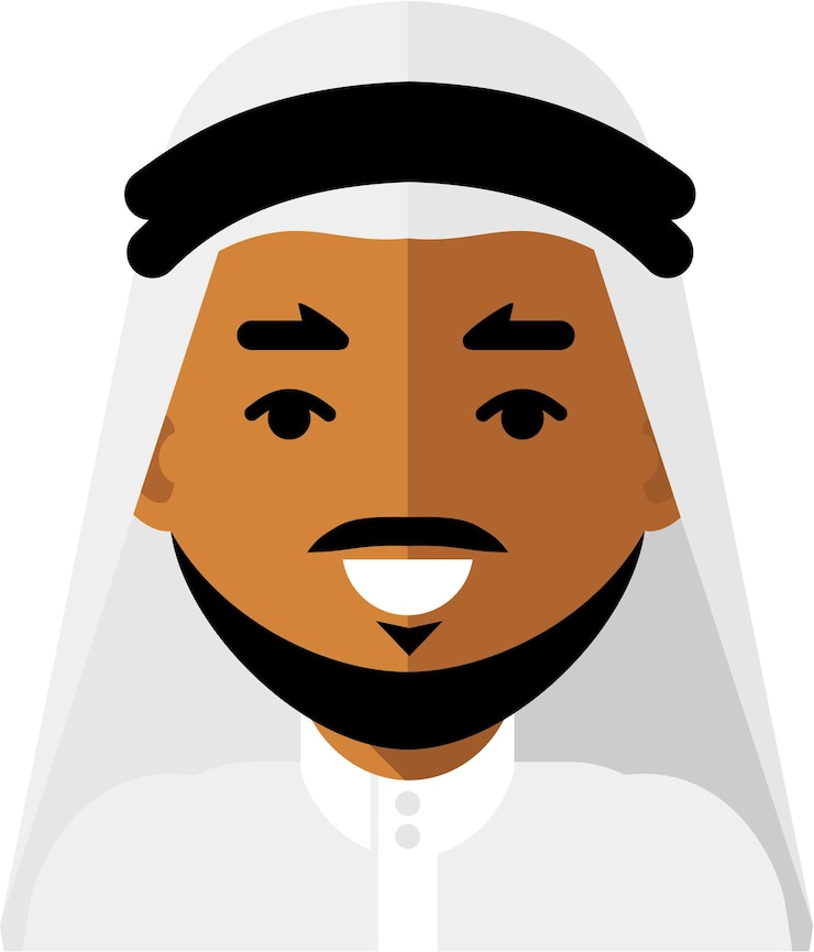 Vettore icona del volto dell'avatar dell'uomo arabo in kefiah