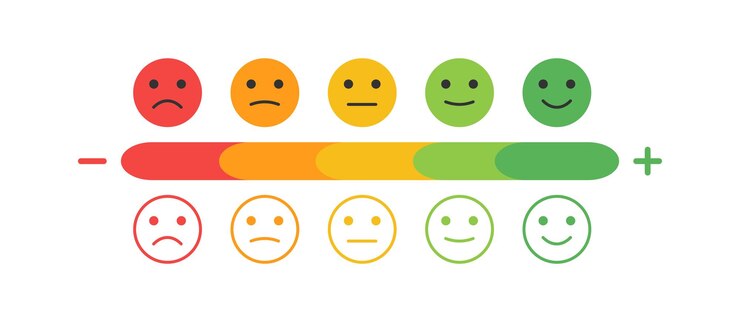 Icona del volto umano Feedback sotto forma di simbolo di illustrazione delle emozioni Segno vettore pulsante app