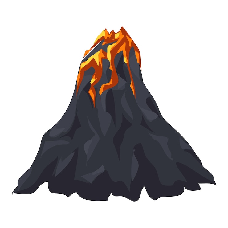 Vettore icona del vulcano di lava cartoon di icona vettoriale del vulcano di lava per il web design isolato su sfondo bianco
