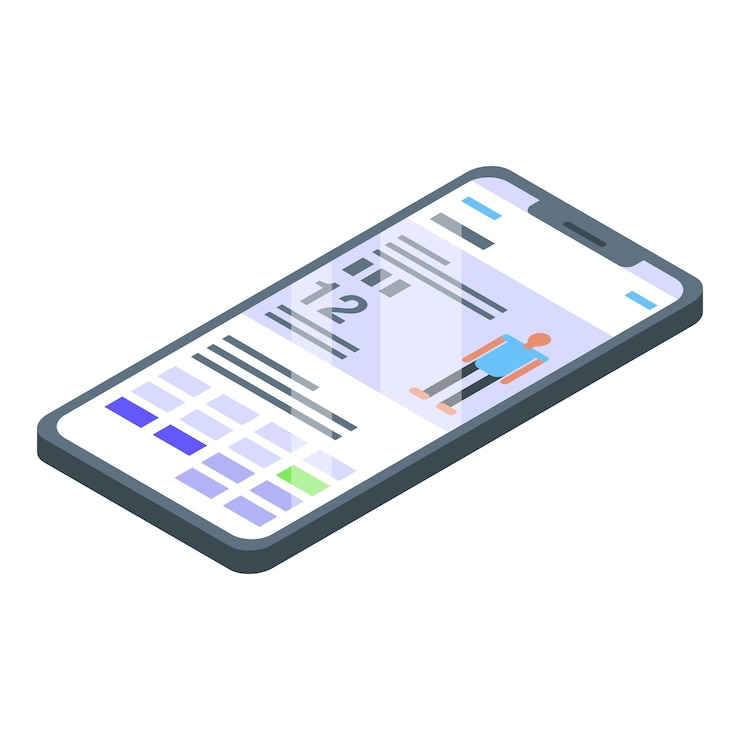 Vettore icona dell'app per smartphone per l'allenamento a casa isometrica dell'icona vettoriale dell'app per smartphone per l'allenamento a casa per il web design isolato su sfondo bianco