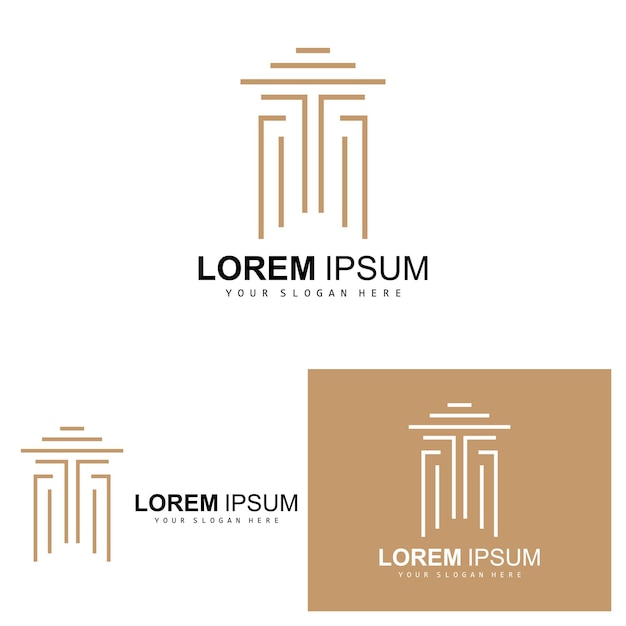 Icona dell'illustrazione del marchio del prodotto vettoriale del pilastro della costruzione della costruzione della legge del logo del pilastro