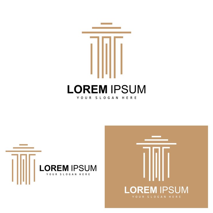 Icona dell'illustrazione del marchio del prodotto vettoriale del pilastro della costruzione della costruzione della legge del logo del pilastro