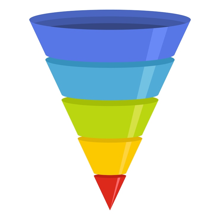 Vettore icona dell'imbuto di marketing illustrazione piatta dell'icona del vettore dell'imbuto di marketing per il web