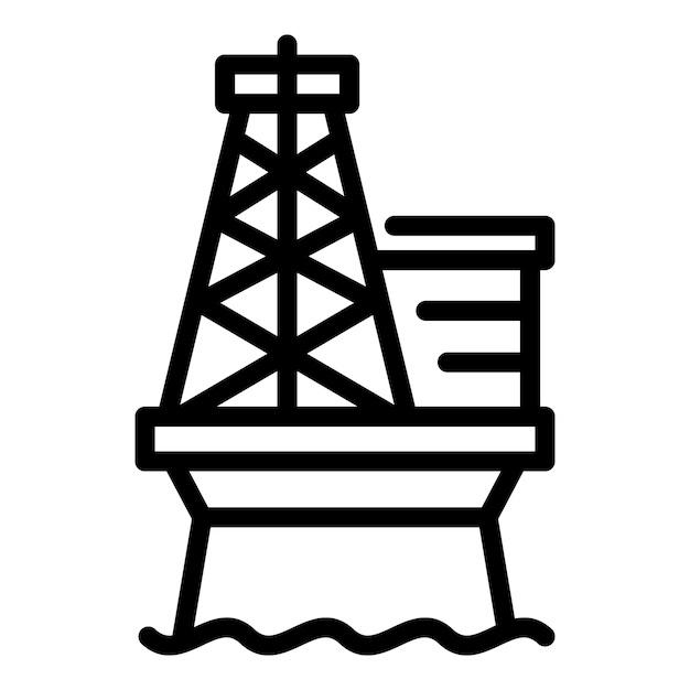 Icona dell'impianto di perforazione marittima dell'ingegnere Icona vettoriale dell'impianto di perforazione marittima dell'ingegnere di contorno per il web design isolato su sfondo bianco