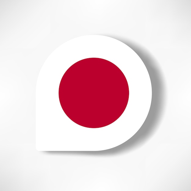 Icona della bandiera a goccia del Giappone con ombra su sfondo bianco