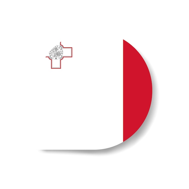 Icona della bandiera a goccia di Malta con ombra su sfondo bianco