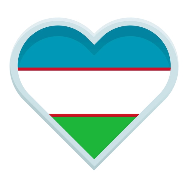 Icona della bandiera del cuore dell'Uzbekistan vettore cartone animato Emblema del segno del giorno dell'indipendenza