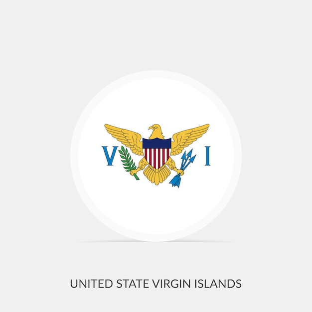 Icona della bandiera rotonda delle Isole Vergini americane con ombra