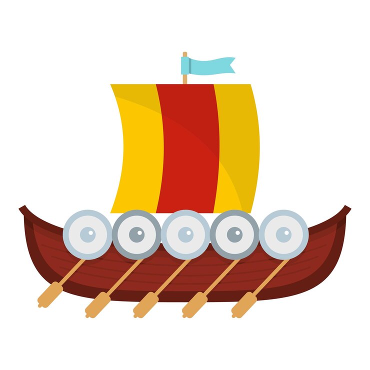 Vettore icona della barca vichinga illustrazione piatta dell'icona vettoriale della barca vichinga per il web