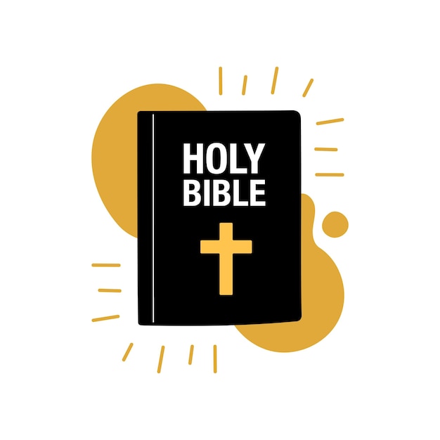 Icona della Bibbia illustrazione vettoriale su sfondo bianco Libro biblico con forma astratta sullo sfondo Concetto di logo cristianesimo