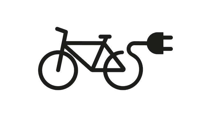 Icona della bici elettrica Simbolo dell'illustrazione della bicicletta elettrica Segno vettore ebike