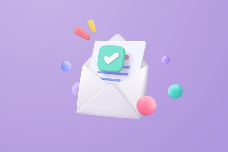 icona della busta di posta 3d con notifica nuovo messaggio su sfondo viola Lettera e-mail minima con carta da lettere icona lettura messaggio concetto 3d rendering vettoriale isolato sfondo pastello