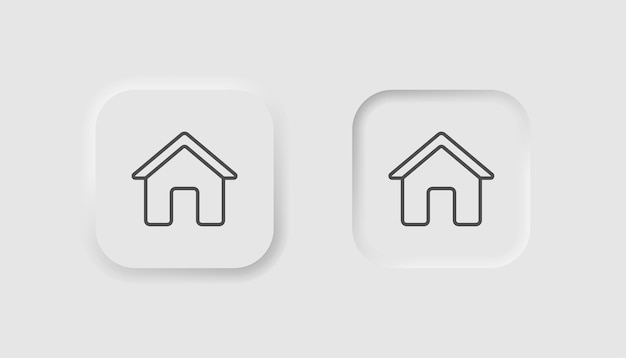 Icona della casa in stile neumorfismo Icone per il business bianco UI UX Home simbolo Pulsante dell'app Homepage edificio immobiliare soggiorno a casa Stile neumorfico Illustrazione vettoriale