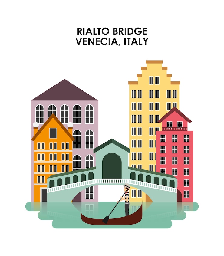 Vettore icona della città di venezia. design della cultura italiana. grafica vettoriale