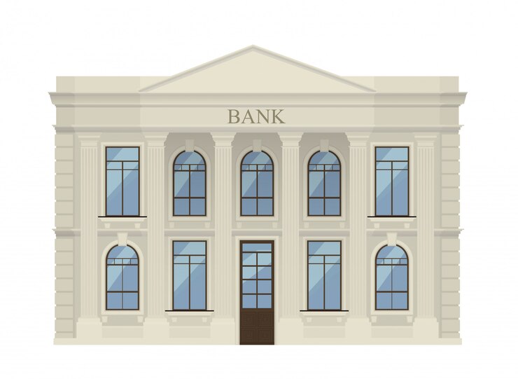 Vettore icona della costruzione di banca isolata