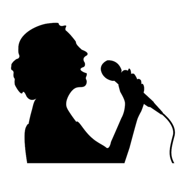 icona della donna che canta tenendo il disegno dell'illustrazione della miscela