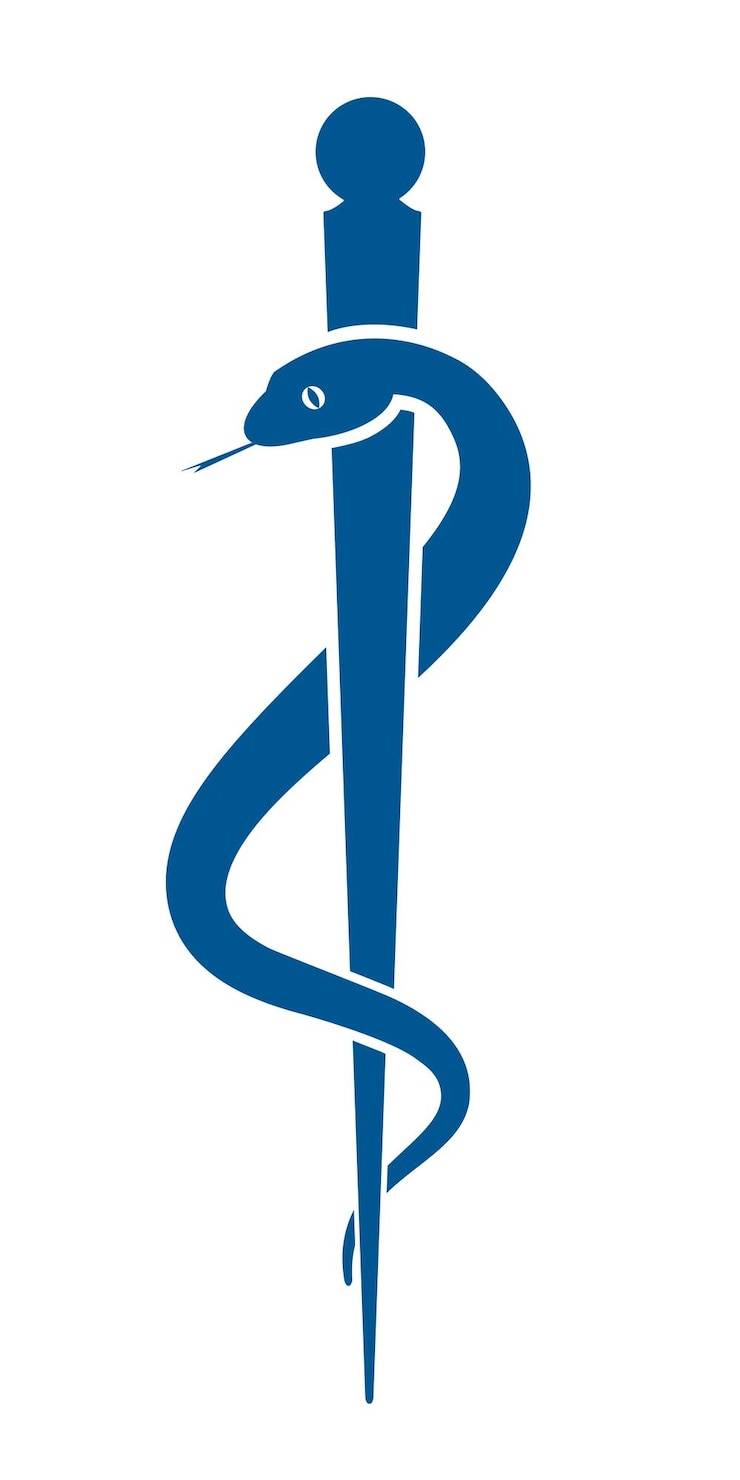 Vettore icona della farmacia rod of asclepius isolata su bianco. simbolo per farmacia o medicina, simbolo del serpente della farmacia. illustrazione vettoriale