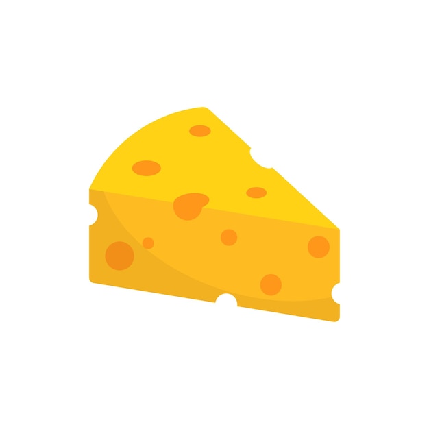 Icona della fetta di formaggio in stile piatto Illustrazione del vettore del cibo al latte su sfondo isolato Concetto di business del segno della colazione