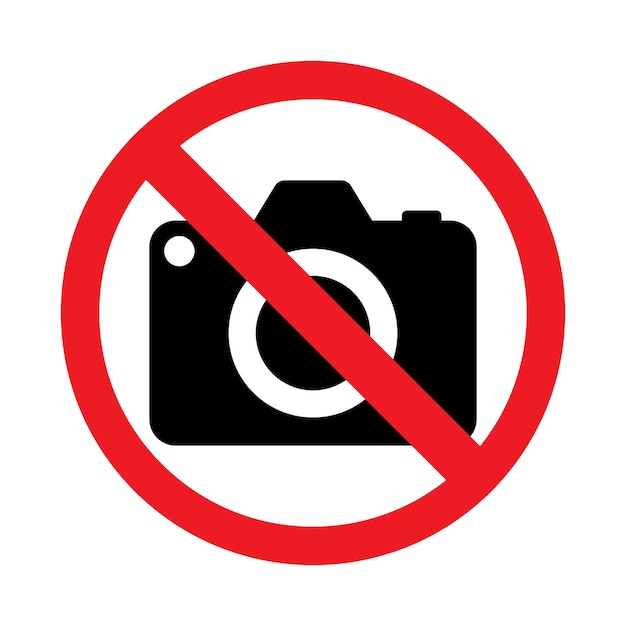 Icona della fotocamera barrata Simbolo della fotografia disabilitata Icona della fotocamera barrata dispositivo di imaging per l'acquisizione di immagini inattivo Icona della linea vettoriale per affari e pubblicità