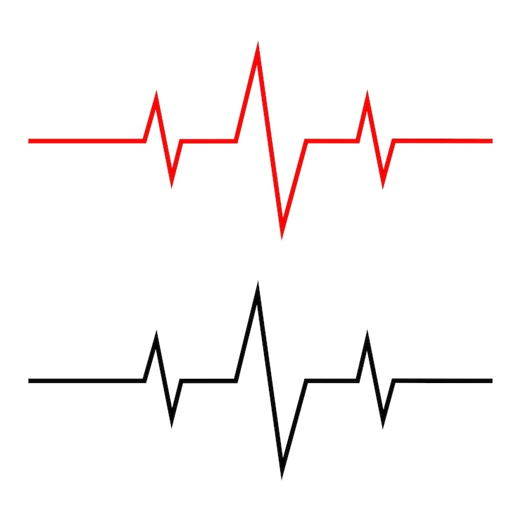 Vettore icona della frequenza cardiaca logo del farmaco icona della frequenza cardiaca picco di ampiezza dell'onda radio