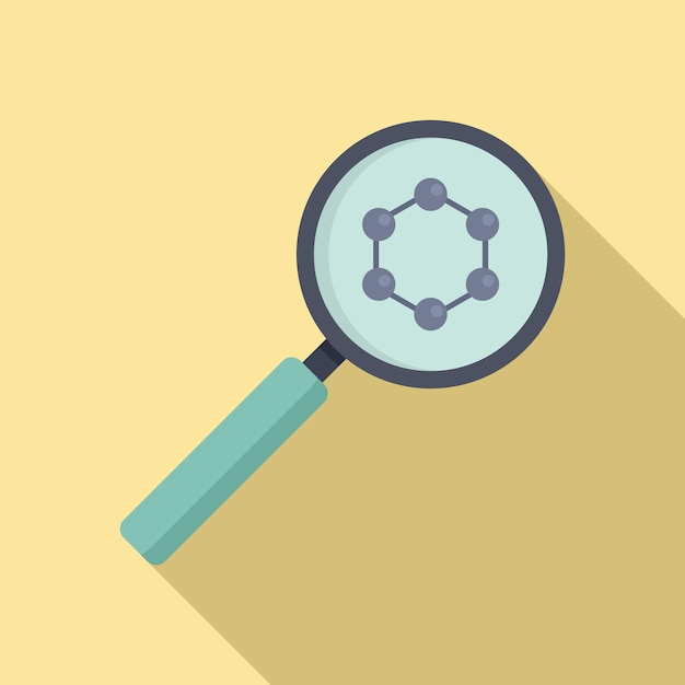 Icona della lente di ingrandimento per nanotecnologia Illustrazione piatta dell'icona vettoriale della lente di ingrandimento per nanotecnologia per il web design