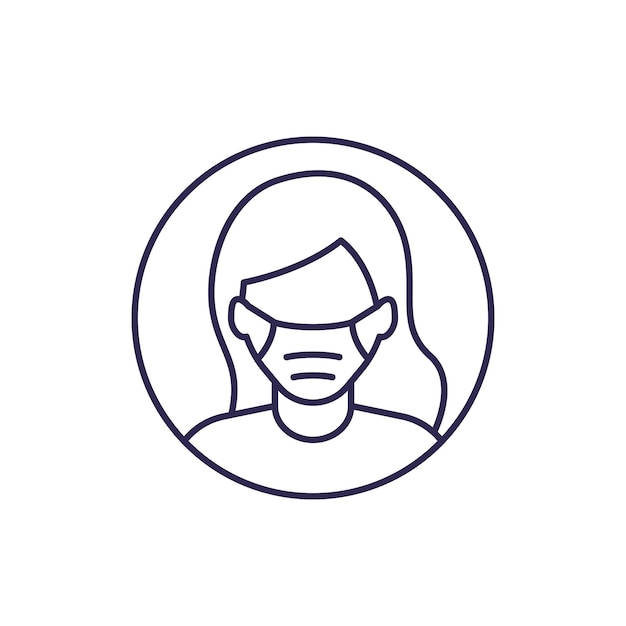 Icona della linea della donna con la maschera facciale
