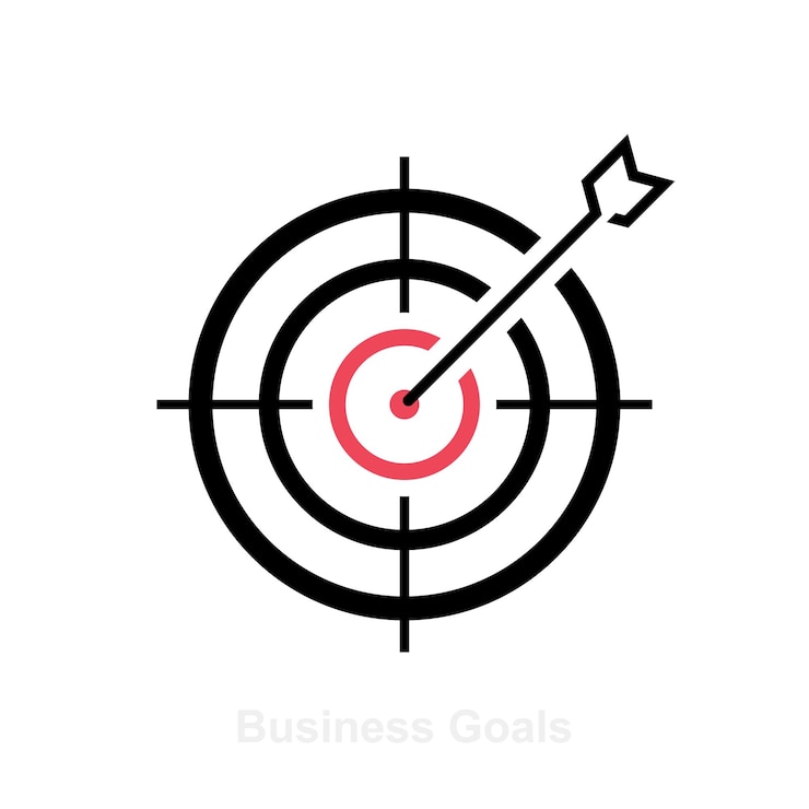 Vettore icona della linea di destinazione con la freccia concetto di obiettivo simbolo della strategia di targeting di marketing logo design illustrazione vettoriale