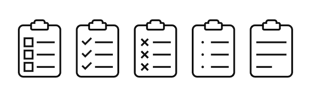 Icona della lista di controllo degli appunti imposta illustrazione vettoriale
