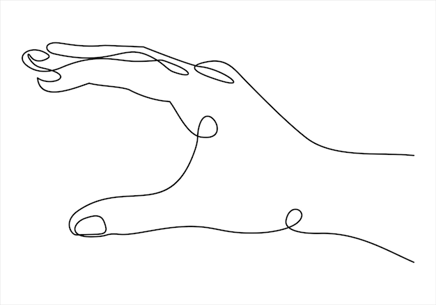 Icona della mano vuota mantenendo qualcosa di disegno a linea continua