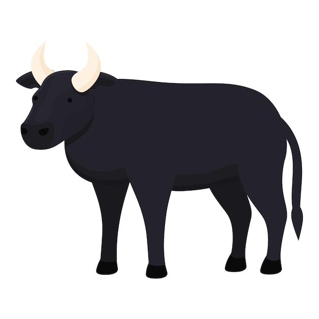 Icona della mucca da bestiame vettore cartone animato Animale da fattoria Campo di manzo