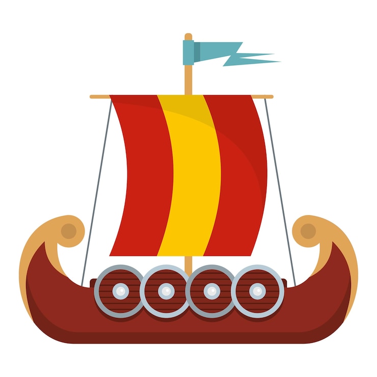 Vettore icona della nave pirata illustrazione piatta dell'icona vettoriale della nave pirata per il web