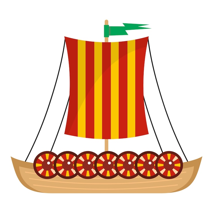 Vettore icona della nave vichinga illustrazione piatta dell'icona vettoriale della nave vichinga per il web