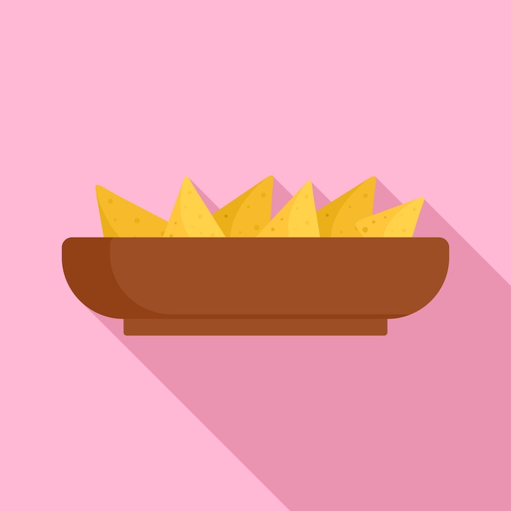 Vettore icona della piastra dei nachos illustrazione piatta dell'icona vettoriale della piastra dei nachos per il web design