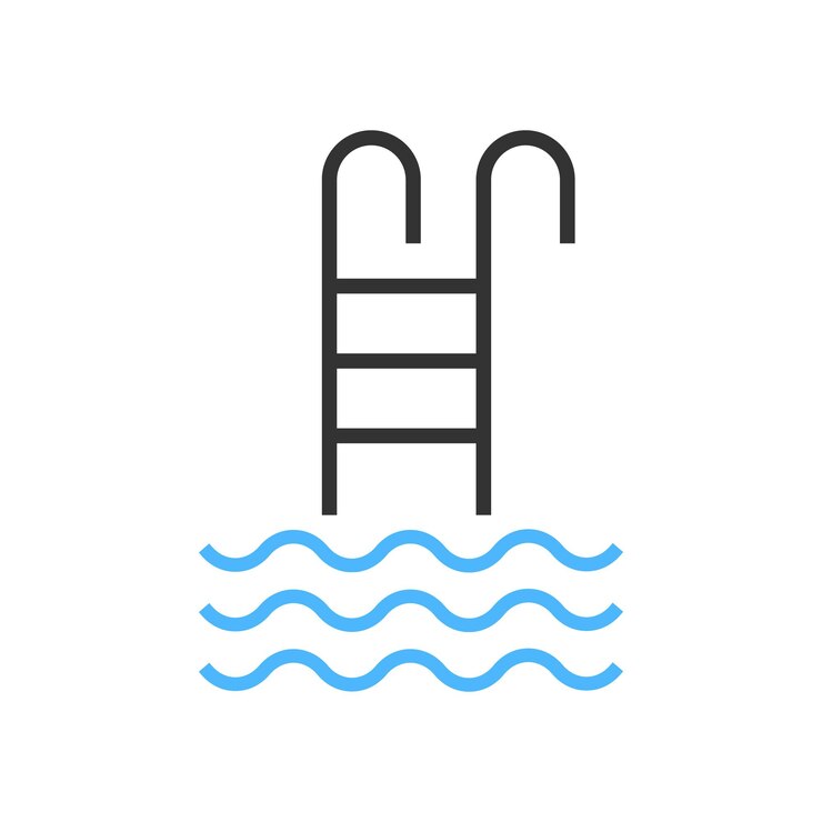Icona della piscina Simbolo dell'illustrazione del serbatoio artificiale Scale e vettore dell'acqua