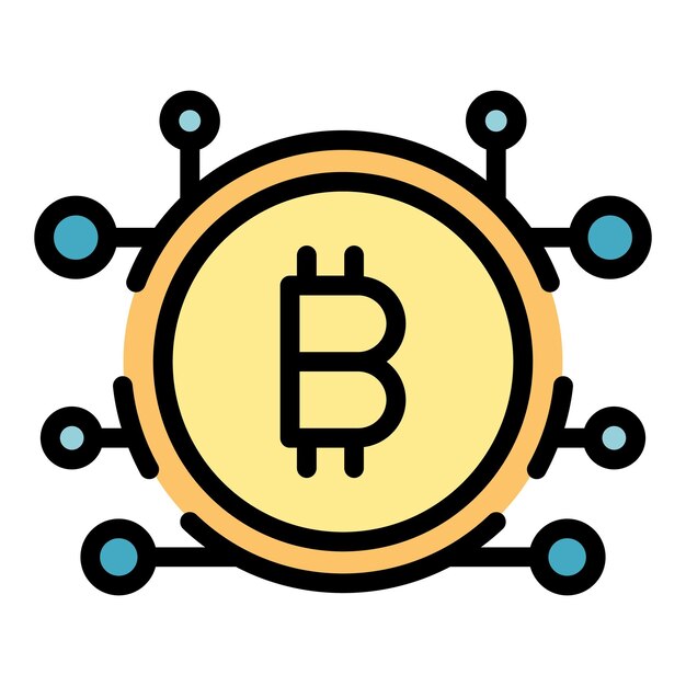 Icona della rete Bitcoin Profilo dell'icona vettoriale della rete Bitcoin per il web design isolato su sfondo bianco piatto