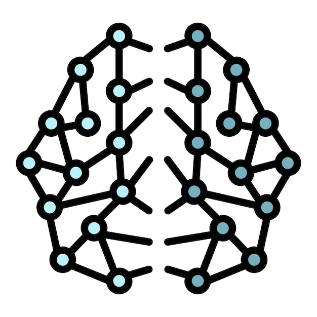 Icona della rete cerebrale ai Profilo dell'icona vettoriale della rete cerebrale ai colore piatto isolato