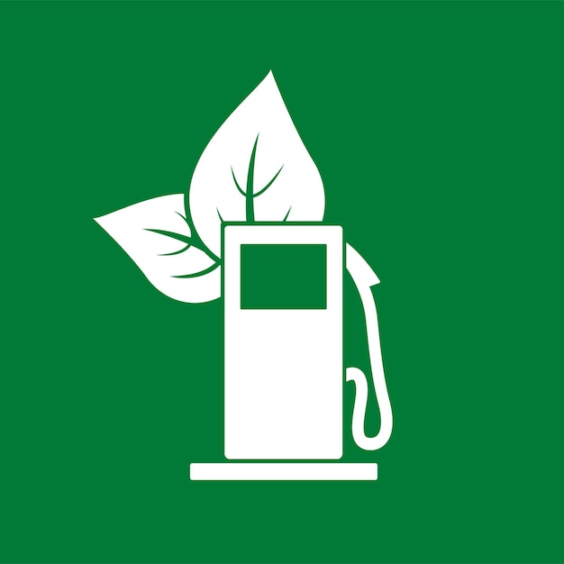 icona della stazione di servizio verde con foglie icona della pompa di carburante bio concetto di energia verde benzina eco