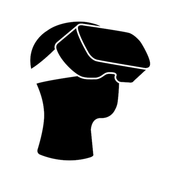 Icona della testa umana con cuffia per realtà virtuale Immagine vettoriale piatta