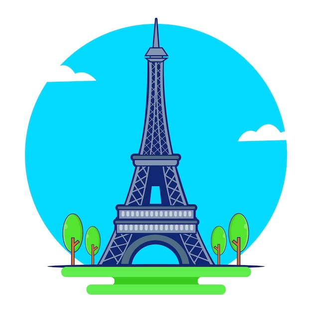 Icona della Torre Eiffel piatto isolato ilustration vettore Icona di viaggio dell'edificio a Parigi