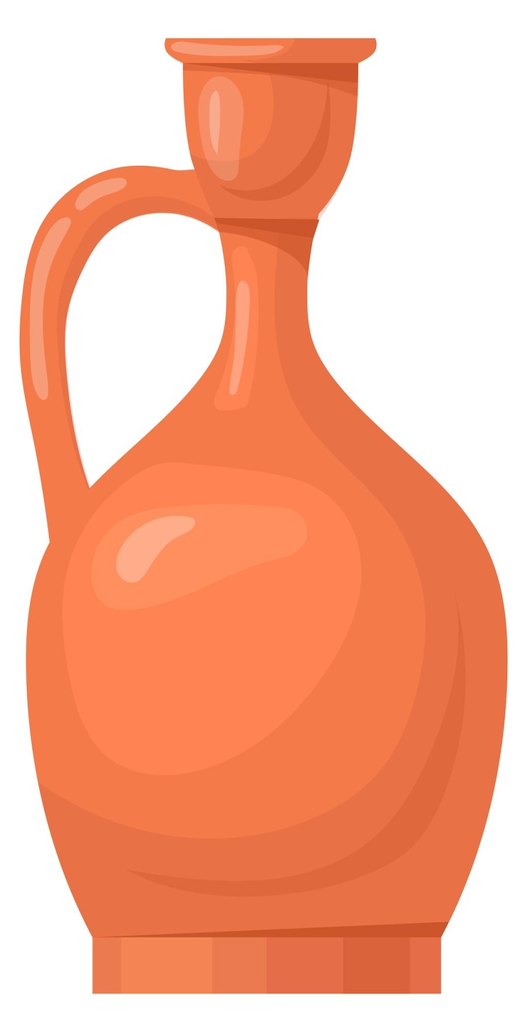 Vettore icona della vecchia brocca di argilla vaso in ceramica marrone cartone animato