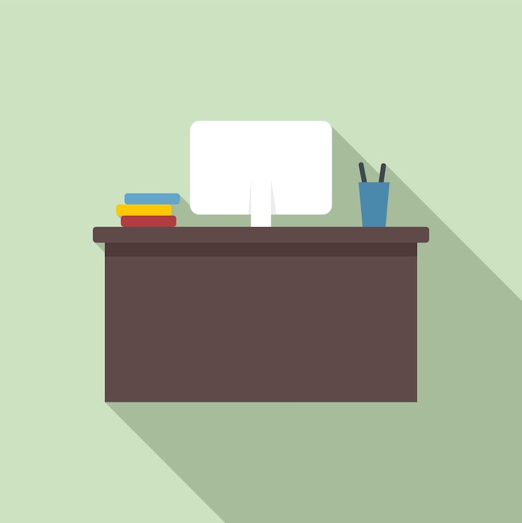 Vettore icona desktop del responsabile dell'ufficio illustrazione piatta dell'icona vettoriale del desktop del responsabile dell'ufficio per il web design