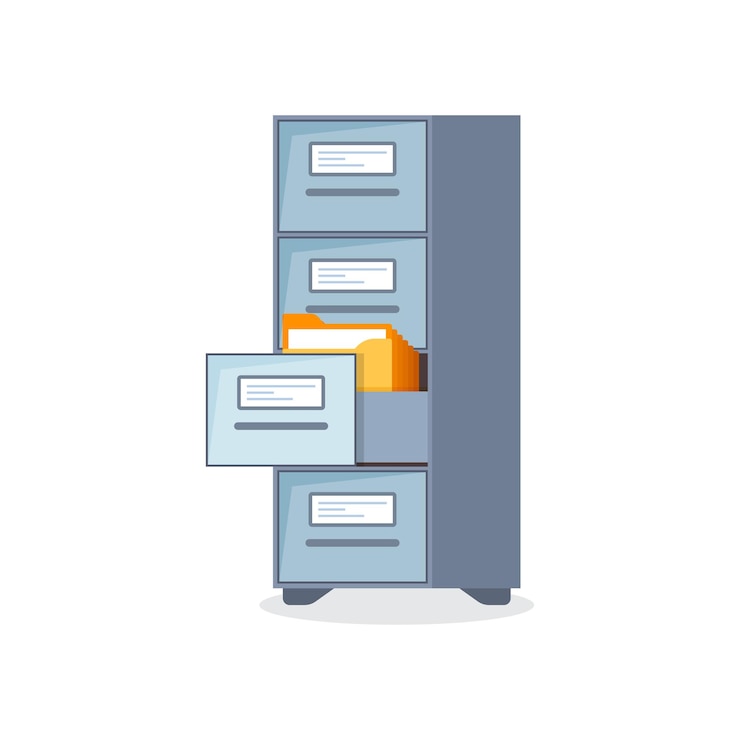 Vettore icona di armadio da ufficio in stile piatto illustrazione vettoriale di archiviazione di mobili su sfondo isolato segno di cassetto concetto di businessneskolko znacenij