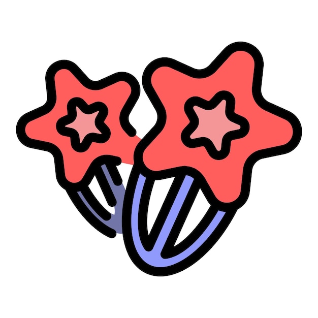 Icona di barrette di stelle Contorno di stelle vettoriale di barrette icona colore piatto isolato