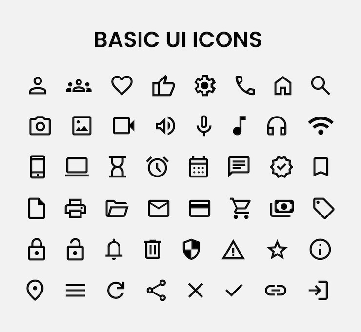 Vettore icona di base di ui