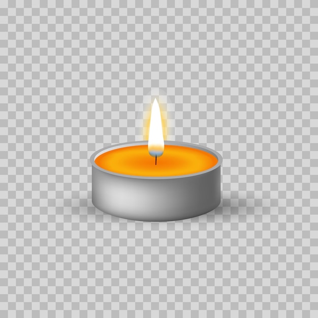 Icona di candela 3D Candela di luce da tè isolata sullo sfondo Vettore