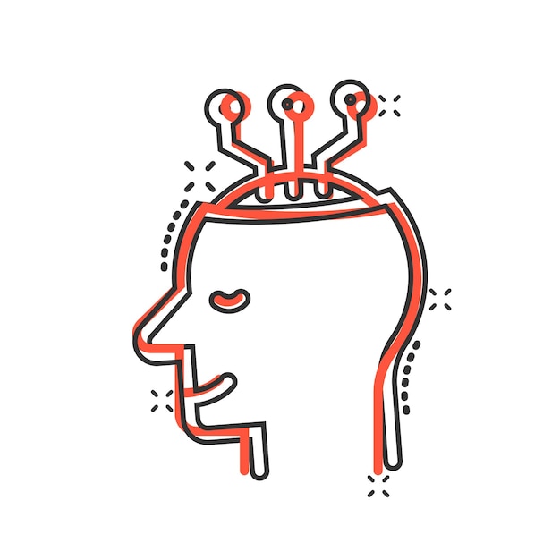 Icona di consapevolezza della mente in stile fumetto Idea fumetto umano illustrazione vettoriale su sfondo bianco isolato Concetto di business con effetto splash sul cervello del cliente
