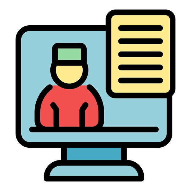 Icona di consultazione sanitaria digitale Profilo dell'icona vettoriale di consultazione sanitaria digitale colore piatto isolato