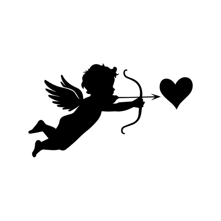 Vettore icona di cupido amore e simbolo del giorno di san valentino cupido tiro freccia silhouette vettore