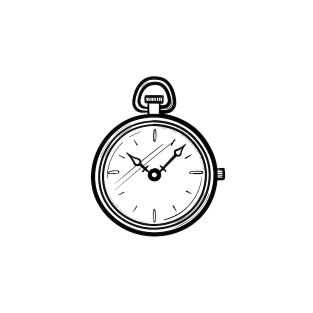 Icona di doodle di vettore disegnato a mano orologio da tasca muta. Illustrazione di schizzo di orologio da tasca per stampa, web, mobile e infografica isolato su sfondo bianco.